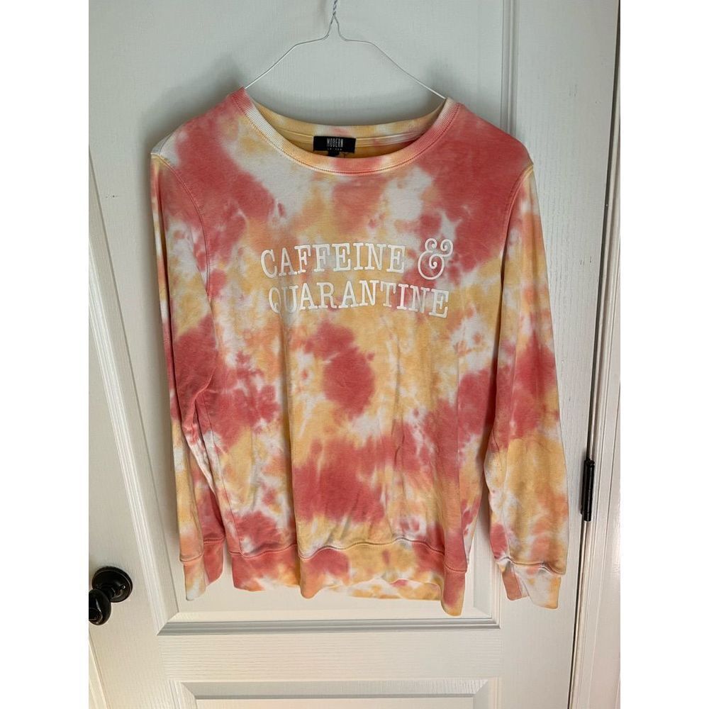 Modern Canvas Caffeine & Quarantine Tie Dye sweatshirt Small